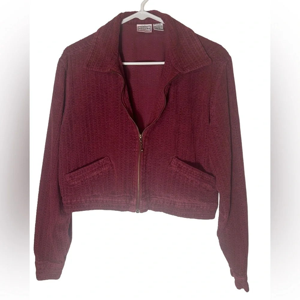 Arizona Jean Company Maroon Corduroy Cropped Jacket‎